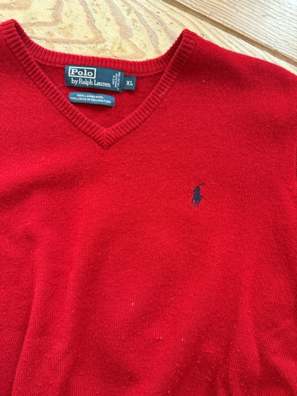 Polo by Ralph Lauren 100% lambswool V-neck sweater in size XL - see pic for wear